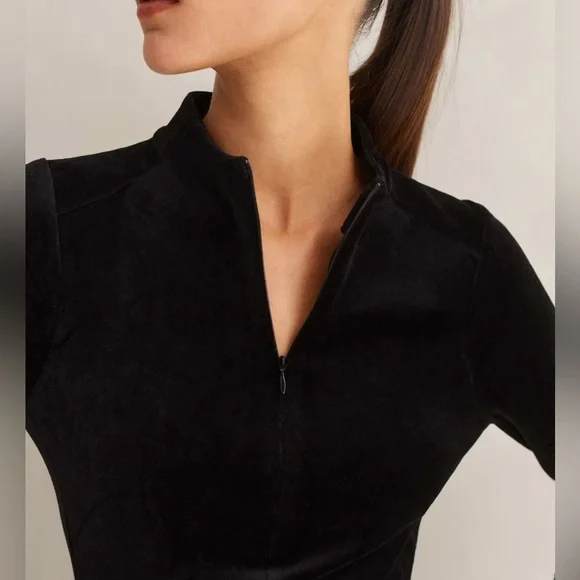 ME+EM Perfect Simplicity Stretch Velvet Black Maxi Dress | Sz 10 - Picture 6 of 15